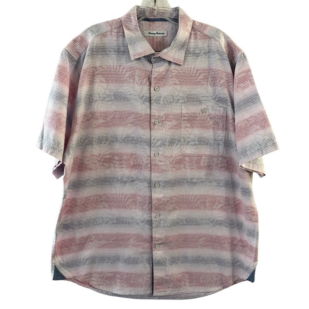Tommy Bahama Cotton Men’s Button Up Shirt Monstera Floral Size Large